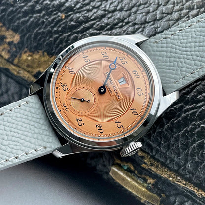 NEW Pierre Paulin Jumping Hour Men's Watch Automatic ST17 Mechanical Watch Steel Purple Vintage Date Window 38mm Metal