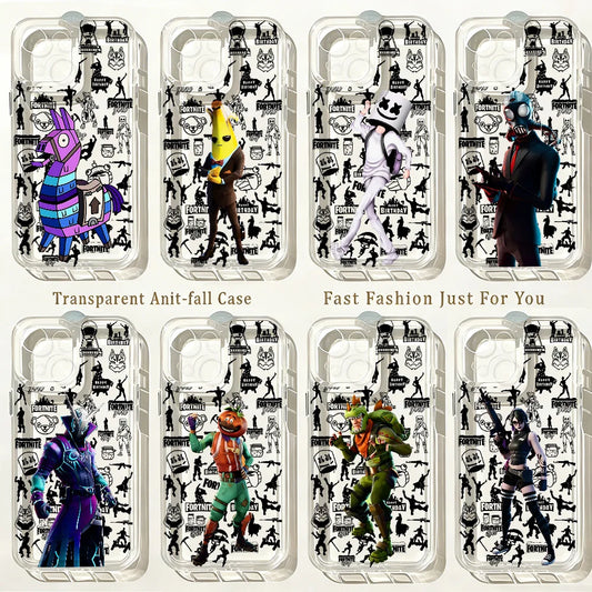 Hot Game Fortnite Phone Case for iPhone 17e 17 16 16e 15 14 13 12 11 Mini Pro Max X XR XS Max 7 8 Air Plus Clear Back Cover