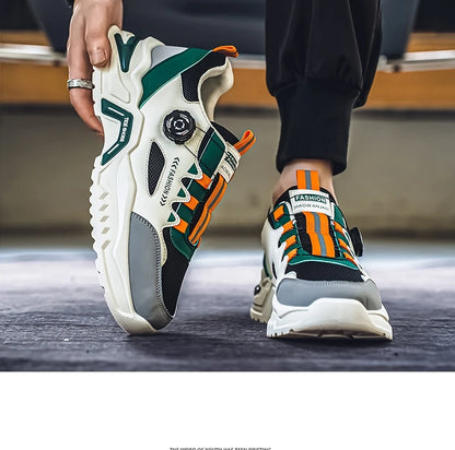 Koreanische Herren-Sportschuhe mit drehbarer Schnalle, modische Freizeitschuhe für alle Jahreszeiten, weiche rutschfeste Sohle, Outdoor-Laufschuhe, Studenten-Sneaker