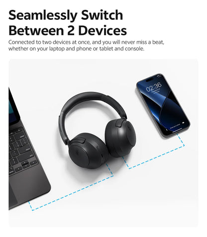 Auriculares circumaurales QCY H3S ANC Bluetooth 6.0 – Audio espacial Hi-Res LDAC, cancelación de ruido adaptativa de -56dB, auriculares inalámbricos