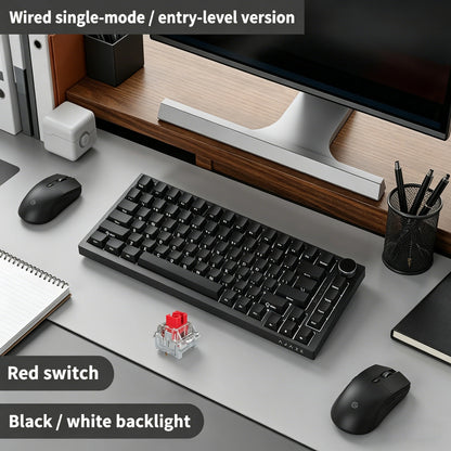 Tastiera meccanica cablata AJAZZ AK820 75%: hot‑swappable, retroilluminazione RGB/bianca/azzurro ghiaccio, controllo con manopola del volume | Per ufficio e gaming