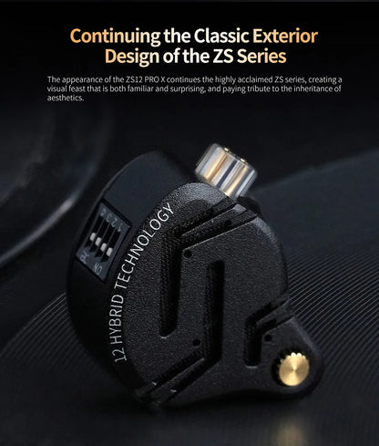 KZ ZS12 PRO X Hybrid Dynamic Balanced Armature IEM Earphones, HiFi In-Ear Monitor Headphones with Detachable Silver-Plated Cable, Studio-Grade Wired Earbuds