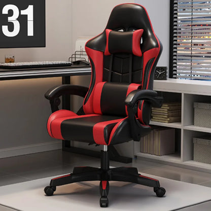 Ergonomic Racing Gaming Chair with Lumbar Support, Adjustable Swivel PU Leather Computer Chair with Headrest for Office & Home