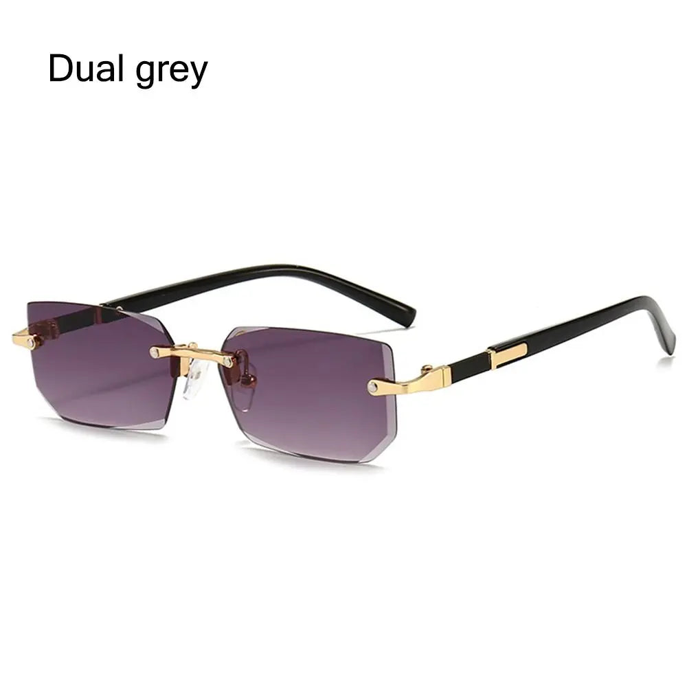Retro UV400 Protection Rimless Rectangle Sunglasses Y2K Shades Frameless Sun Glasses for Women & Men