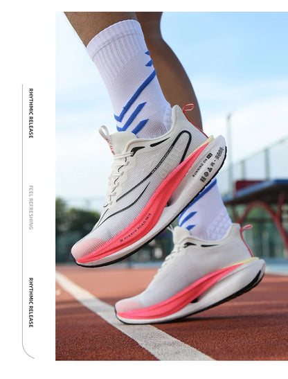 Men’s Running Shoes with Carbon Board, Specialty Marathon Sports, Breathable, Lightweight, Comfortable Women’s Athletic Non-Skid Sneakers