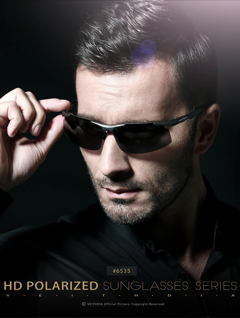 VEITHDIA Men's Sunglasse Outdoor Polarized UV400 Lens Rectangle Rimless Driving Fishing Sun Glasses Sports Eyewear For Male 6535