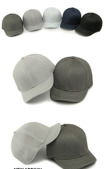 HT4828 5CM Short Brim Baseball Cap Male 6 Panels Baseball Hat Breathable Mesh Trucker Cap Men Women Solid Plain Snapback Cap