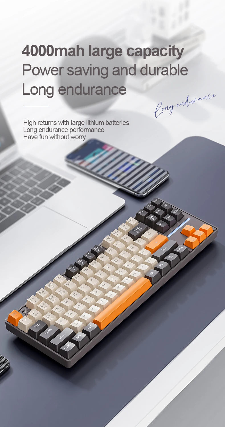 Teclado mecánico inalámbrico Bluetooth SMAILWOLF MK87 para gaming e-sports, teclas completas, hot-swap, teclado personalizable