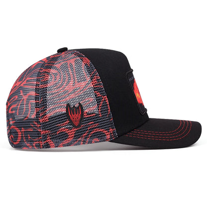baseballová čepice s graffiti „Eye of Sauron“, hiphopová síťovaná čepice, trucker čepice