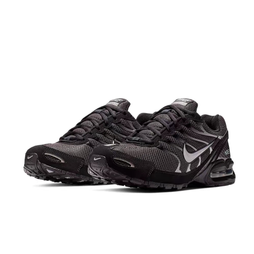 Ténis de corrida casuais de cano baixo Nike Air Max Torch 4 para homem – Preto/Prateado, com atacadores, sola almofadada, respiráveis e resistentes 343846-002
