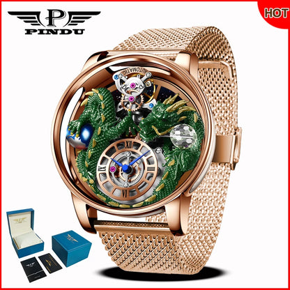 Relógio masculino PINDU Design 2025 NOVO Diamond Tourbillion, relógio de luxo Astronomia de marca premium, quartzo, vidro de safira, impermeável
