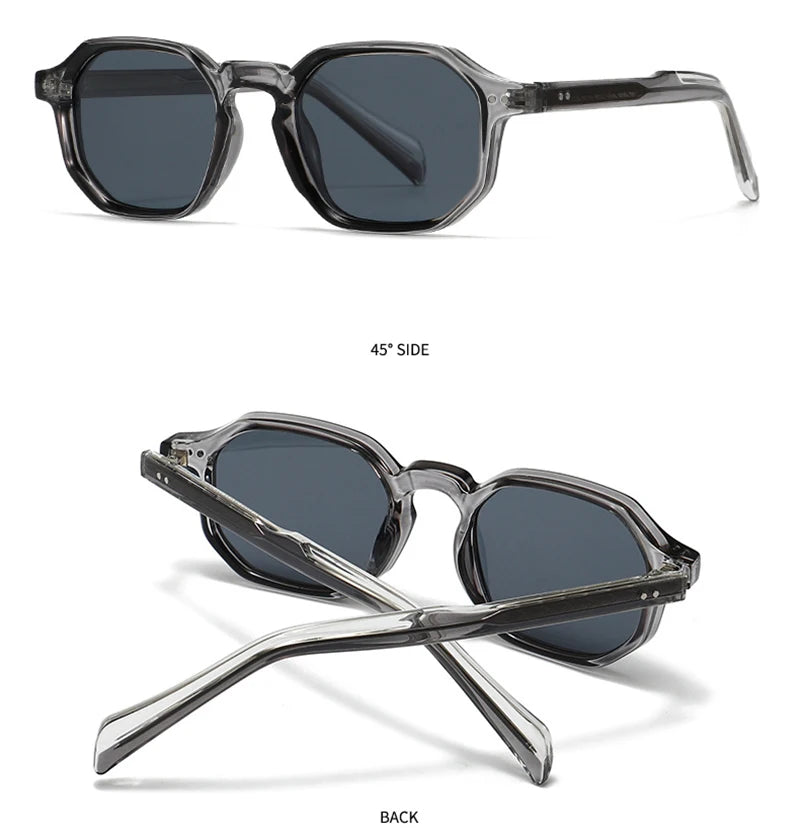 SHAUNA New Polygon Square Men Polarized Sunglasses Retro Rivets Women Blue Green Shades UV400