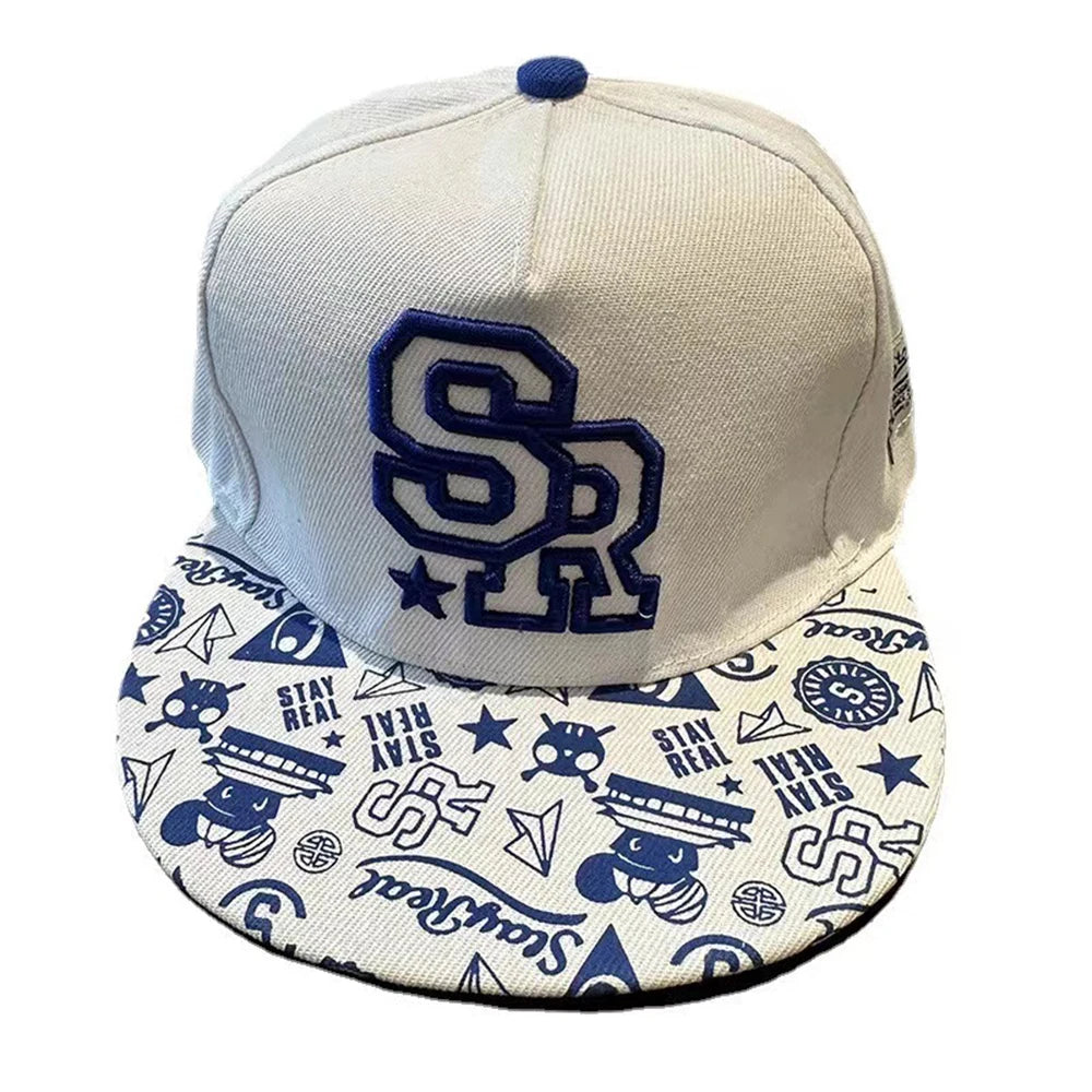 Men's Letter Embroidery Tide All-Match Flat Brim Baseball Cap Ladies Summer Hip-Hop Hat Outdoor Shade Adjustable Peaked Cap