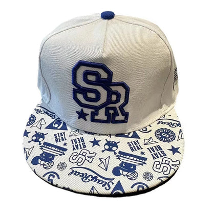 Men's Letter Embroidery Tide All-Match Flat Brim Baseball Cap Ladies Summer Hip-Hop Hat Outdoor Shade Adjustable Peaked Cap