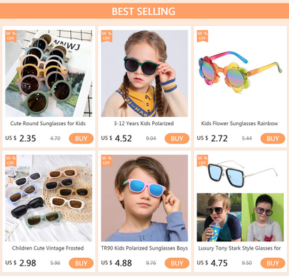 3-12 Years Kids Polarized Sunglasses Boys' Cool Girls Soft TPEE Frame Cat Eye Design Fashion Sun UV400 Protection Oval Glasses