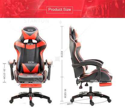 Ergonomic RGB Gaming Chair PU Leather Racing Computer Chair with Adjustable Height, Linkage Armrests, Reclining Office Gamer Chair