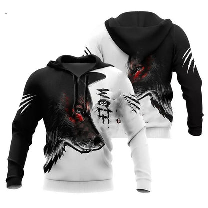 Fashion Herbst Löwe, Wolf Hoodies Weißer Tigerfell-3D-Allover-Print Herren-Sweatshirt Unisex-Pullover Freizeitjacke