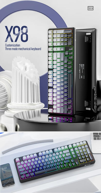 X98 Attack Shark Gaming Keyboard Wireless with Numeric Keypad,102Keys Hot-Swap RGB PBT Keycaps,4000mAh Battery,Support PC/Laptop
