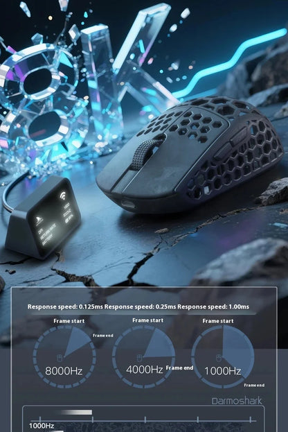 Darmoshark M5 Air Forged Carbon Fiber Gaming Mouse Wireless 8K Macro Mouse 30KDPI Finger Grip Small Hand Mice 30g Lightweight