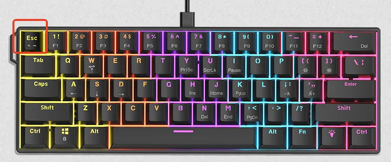 Teclado mecânico gaming com fios AJAZZ NK61 60% RGB hot-swappable, 61 teclas, switch vermelho, mini teclado para PC gamer