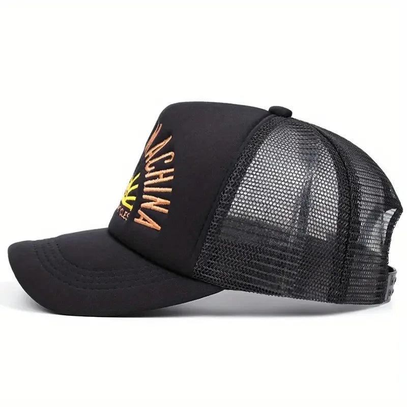 Neue Outdoor-Unisex-Baseballcaps mit gestickten Buchstaben, Colourblock-Design, Sonnenschutz, atmungsaktivem Mesh, vielseitige modische Trucker-Caps als Sonnenhut