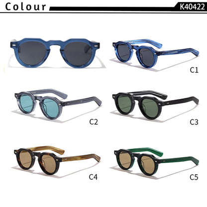 HBK Vintage Simple Round Men Sunglasses Small Frame High-Quality Acetate Frame Sun Glasses Women Party Travel Outdoor Glasses