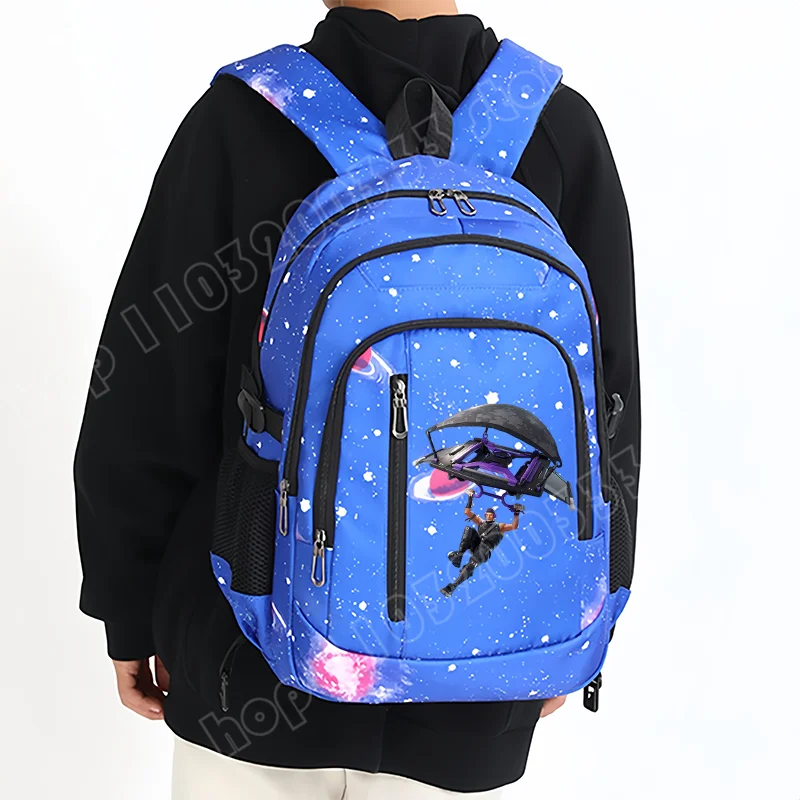 Mochila Fortnite Céu Estrelado de Grande Capacidade, Impermeável, com Compartimento para Portátil e Estampado de Personagem do Jogo, para Estudantes, Rapazes e Raparigas, Regresso às Aulas