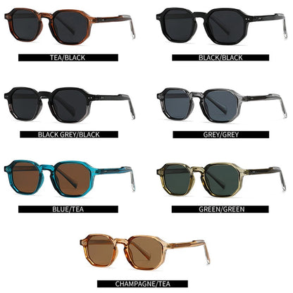 SHAUNA New Polygon Square Men Polarized Sunglasses Retro Rivets Women Blue Green Shades UV400