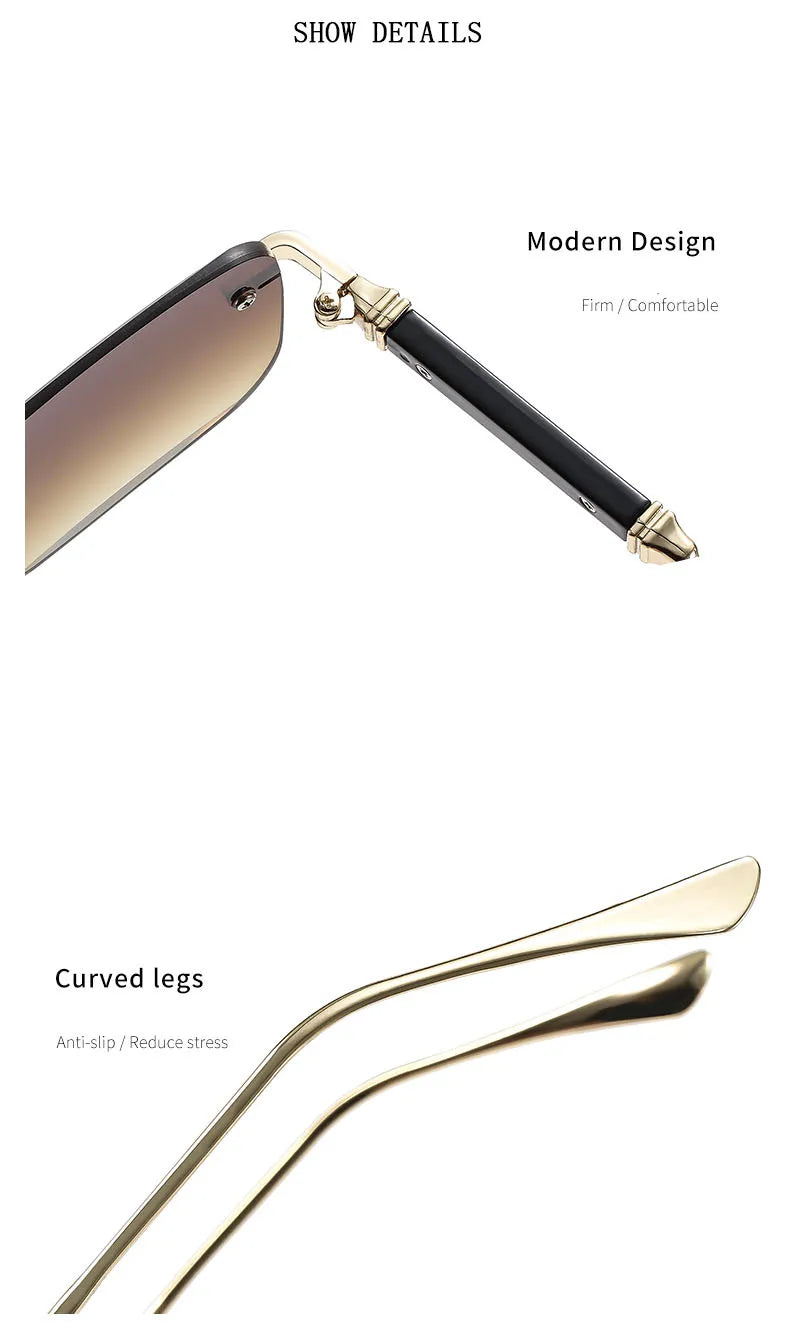 New 2024 Square Sunglasses Women Trendy Vintage Designer Rimless Sunglasses For Men Vacation Fashion Glasses Lentes De Sol Mujer