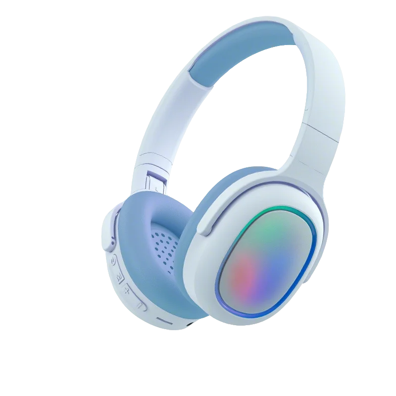 Casque sans fil Bluetooth Tri Mode 5.3, lumineux RGB, longue autonomie, pliable, avec prise jack 3,5 mm et lecteur de carte TF, rose