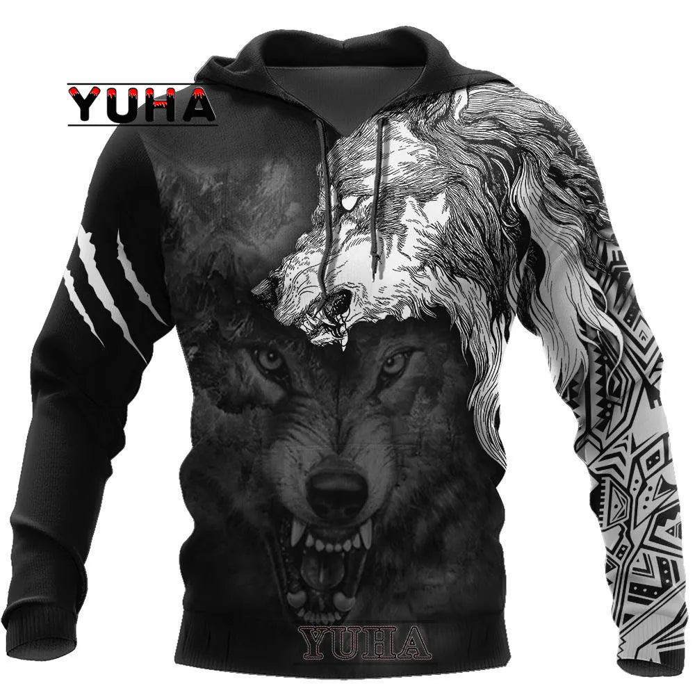 3D-bedruckter Wolf-Hoodie Unisex – cooler Pullover mit Tiergrafik, Sweatshirt für Herren-Streetwear