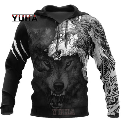 3D-bedruckter Wolf-Hoodie Unisex – cooler Pullover mit Tiergrafik, Sweatshirt für Herren-Streetwear