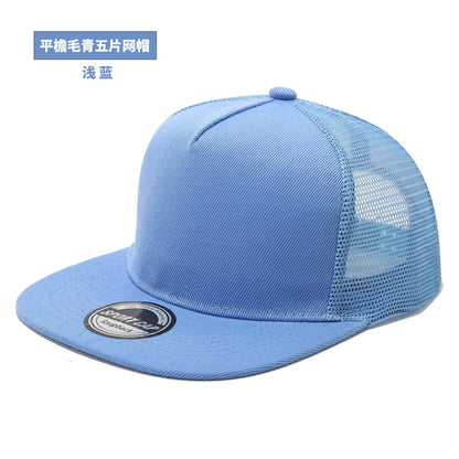 New Hip Hop Back Mesh Baseball Cap Men Women Personalized Flat Brim Trucker Hat Summer Street Fashion Snapback Caps