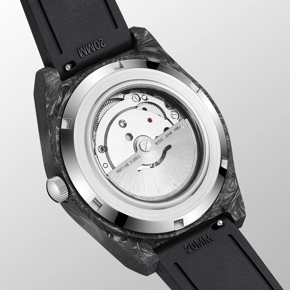 Orologio automatico luminoso in fibra di carbonio da 40mm, di lusso, impermeabile 100m, orologio subacqueo automatico da uomo con movimento Japan Miyota 8215