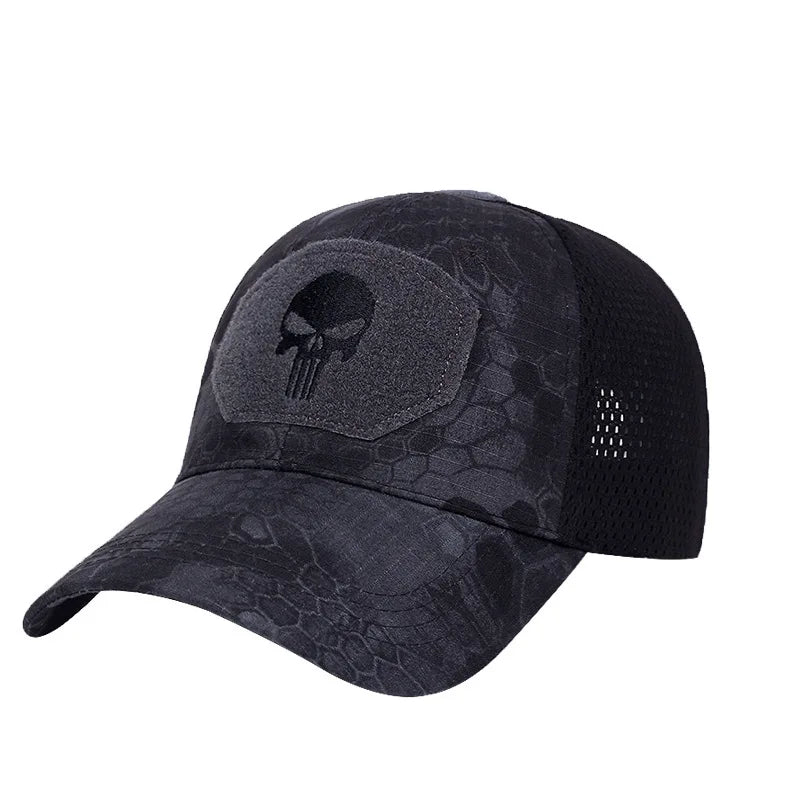 Militärische Trainingsmütze im Camouflage-Karo-Design für Frühling und Sommer, Outdoor-Sport, Sonnenschutz, Netzmütze, lässige Schirmmütze