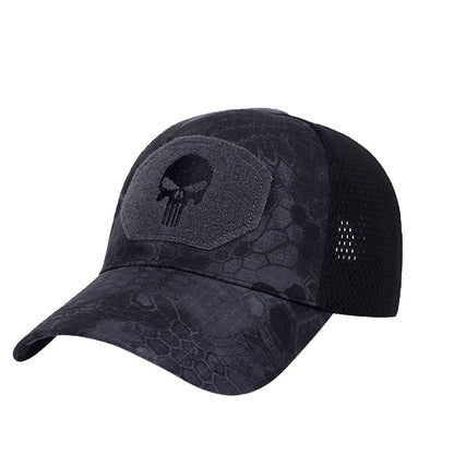 Militärische Trainingsmütze im Camouflage-Karo-Design für Frühling und Sommer, Outdoor-Sport, Sonnenschutz, Netzmütze, lässige Schirmmütze
