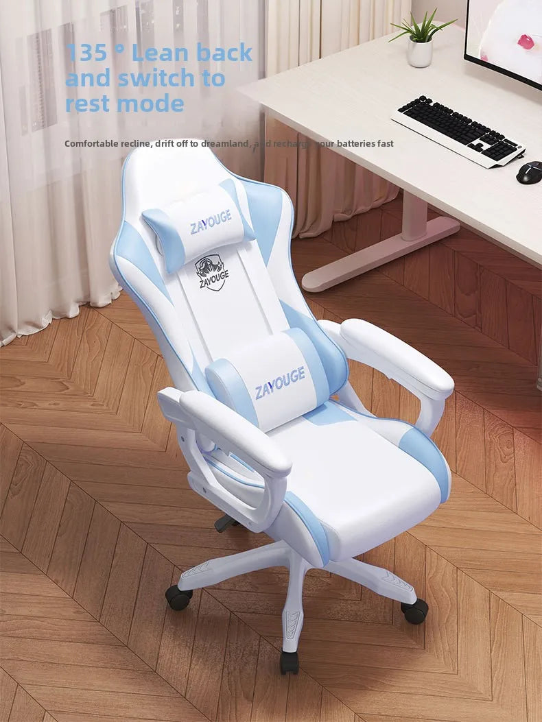 Ergonomic Gaming Chair Office Chair with Adjustable Height, Reclining Backrest, Swivel Roller Computer Chair for Home Study & Work