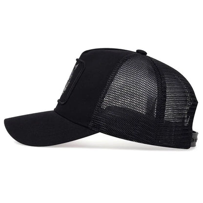 Summer and Spring Animal Embroidery Baseball Hat Sunshade Men's Women's Black Wolf Mesh Breathable Duck Tongue Hat Trucker Cap