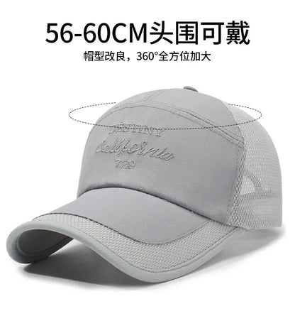 New extended brim fashionable baseball cap for summer outdoor travel, sunshade hat with mesh breathable men's and women's hats