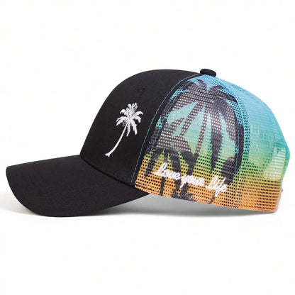 Men's Sun Protection Casual Mesh Cap Coconut Tree Truck Driver Hat gorras de béisbol moto gp baseball caps for men