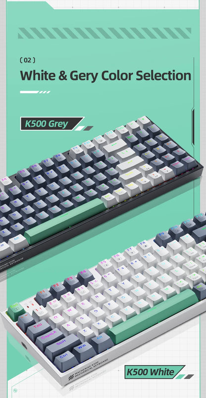 Tastiera meccanica MACHENIKE K500 cablata da gaming K500-B94 Hot Swappable, 94 tasti, layout 90%, retroilluminazione RGB per PC e laptop