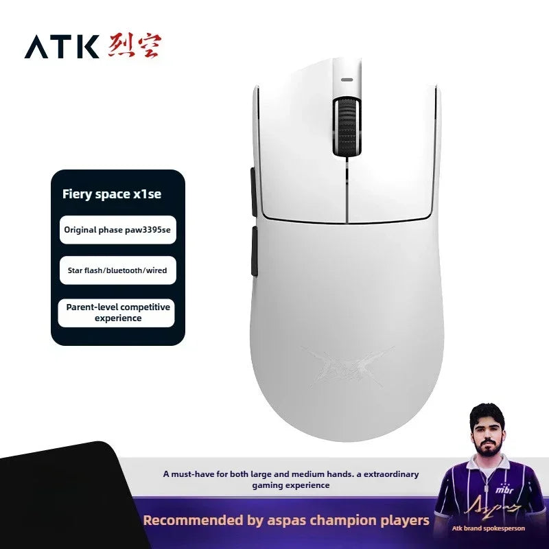 Nuovo mouse gaming wireless ultraleggero ATK X1 SE Starlight PAW3395 26K DPI, driver Hub Page, 1000Hz, accessori per giocatori PC