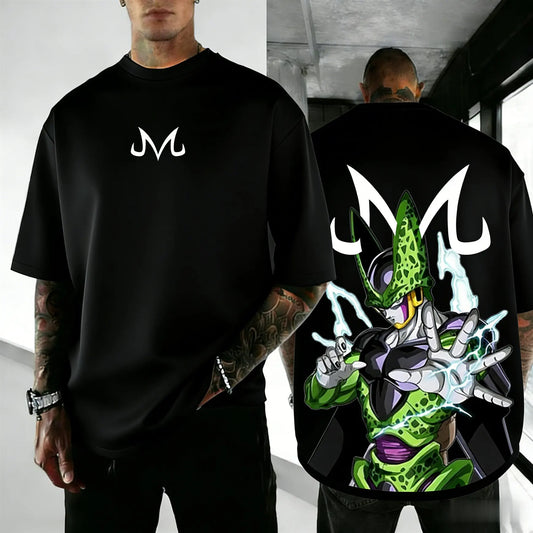 Dragon Ball Cell Anime Peripheral Short Sleeve T-Shirt Retro Loose Street Style 2026 Summer Men's Y2k Top Family Parent-Child