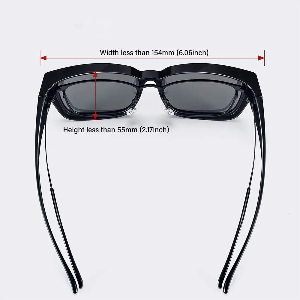 Polarized Fit Over Glasses Sunglasses for Women Men, Trendy Square Wrap Around Shades for Driving Riding, UV Protection