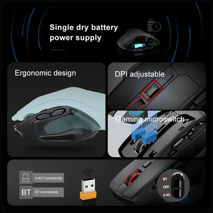 Ratón gaming E-YOOSO X-31 Pro USB grande con Bluetooth 2.4G inalámbrico, PAW3212, 4800 DPI, para gamers, ordenador portátil y PC