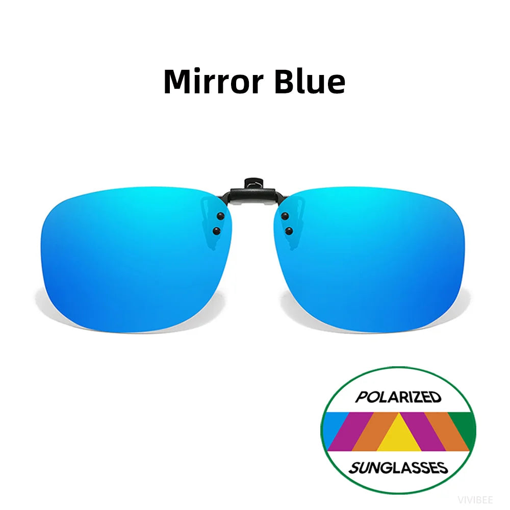 VIVIBEE Flip Up Clip On Sunglasses Fishing Polarized Men 47mm Clips For Eyeglasses Square UV400 Outdoor Driving Shades