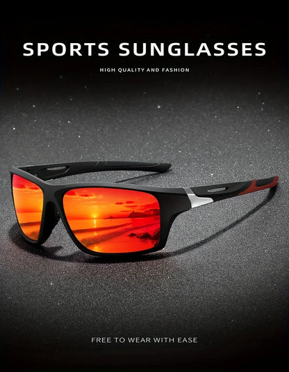 New Polarized Sports Sunglasses for Men, High-Quality TAC Lens Frame, Full Rim, UV Protection, Alloy Decorative, for Climbing