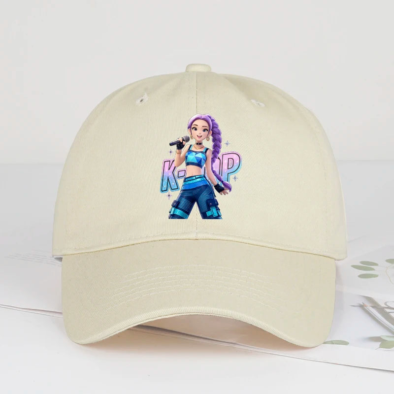 K-POP Purple Hair Idol Cartoon Print Baseball Cap Men Women Y2K Streetwear  Adjustable Dad Hat Sun Hat