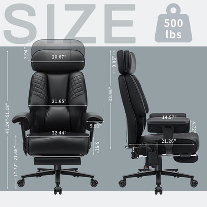 Executive Office Chair with Foot Rest and Waist Lumbar Support, Ergonomic Gaming Chair with Adjustable Height Headrest for Home