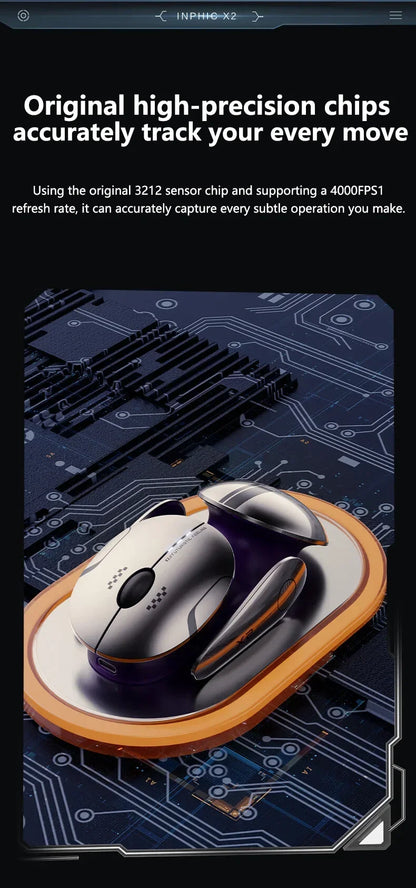 Ratón inalámbrico Bluetooth Inphic X2 trimodo de metal, silencioso, recargable, con retroiluminación e-sports, para gaming, PC y portátiles, accesorio de regalo